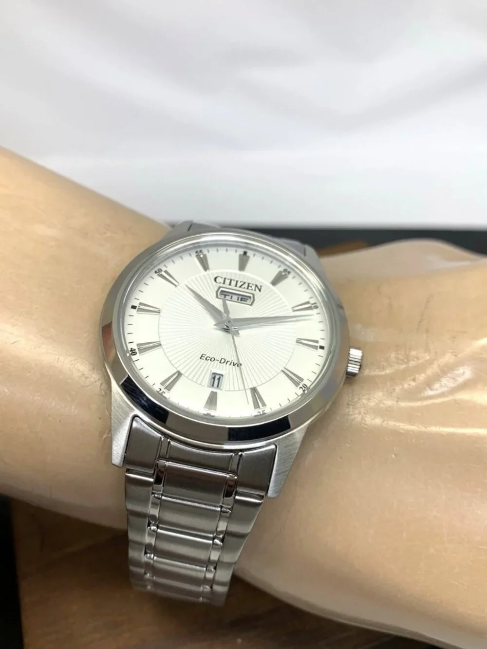 Citizen Men's Watch AW0100-51A Eco-Drive Silver Dial Day Date Steel 40mm